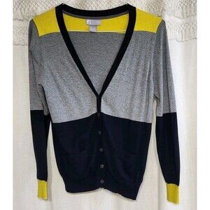 Vintage JC Penny Colorblock Cashmere Blend V Neck Cardigan Size L Y2K 90s Mall